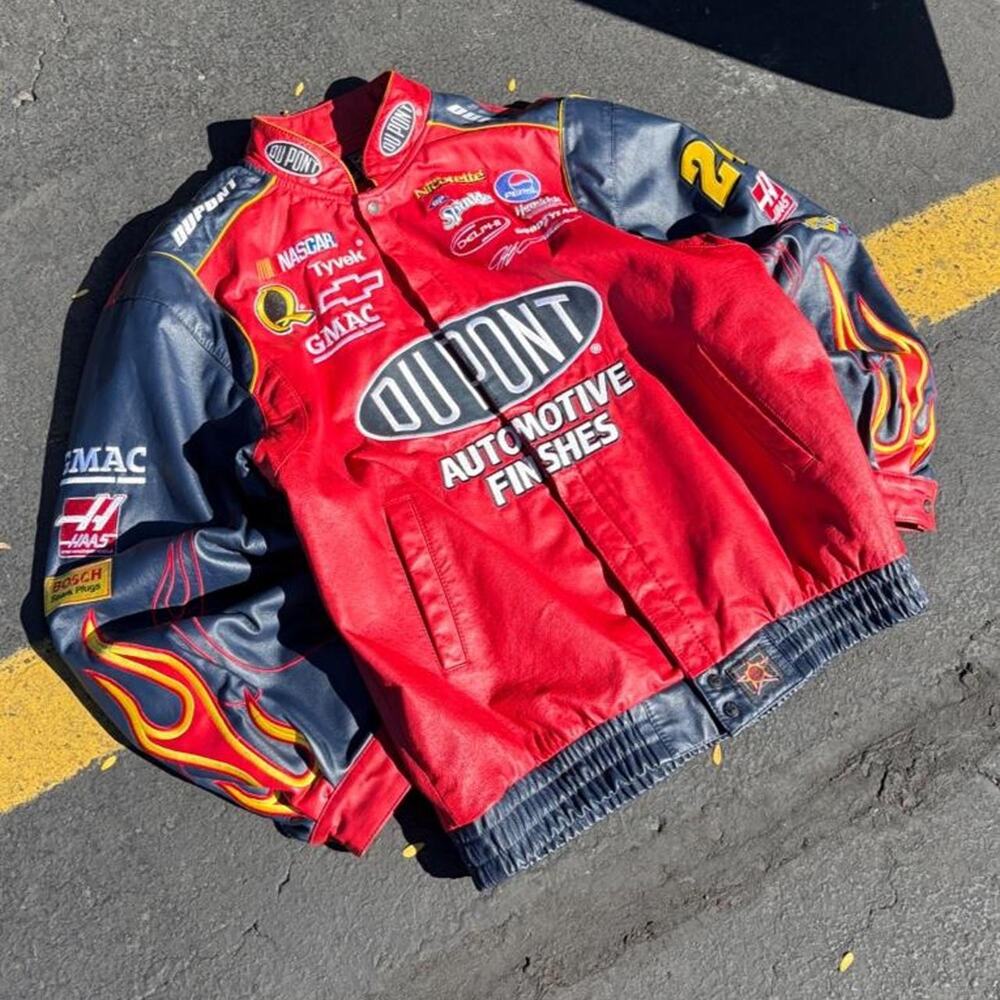 VTG JH Design Jeff Gordon 24 DuPont Racing Red NASCAR Leather Jacket 2XL Racing